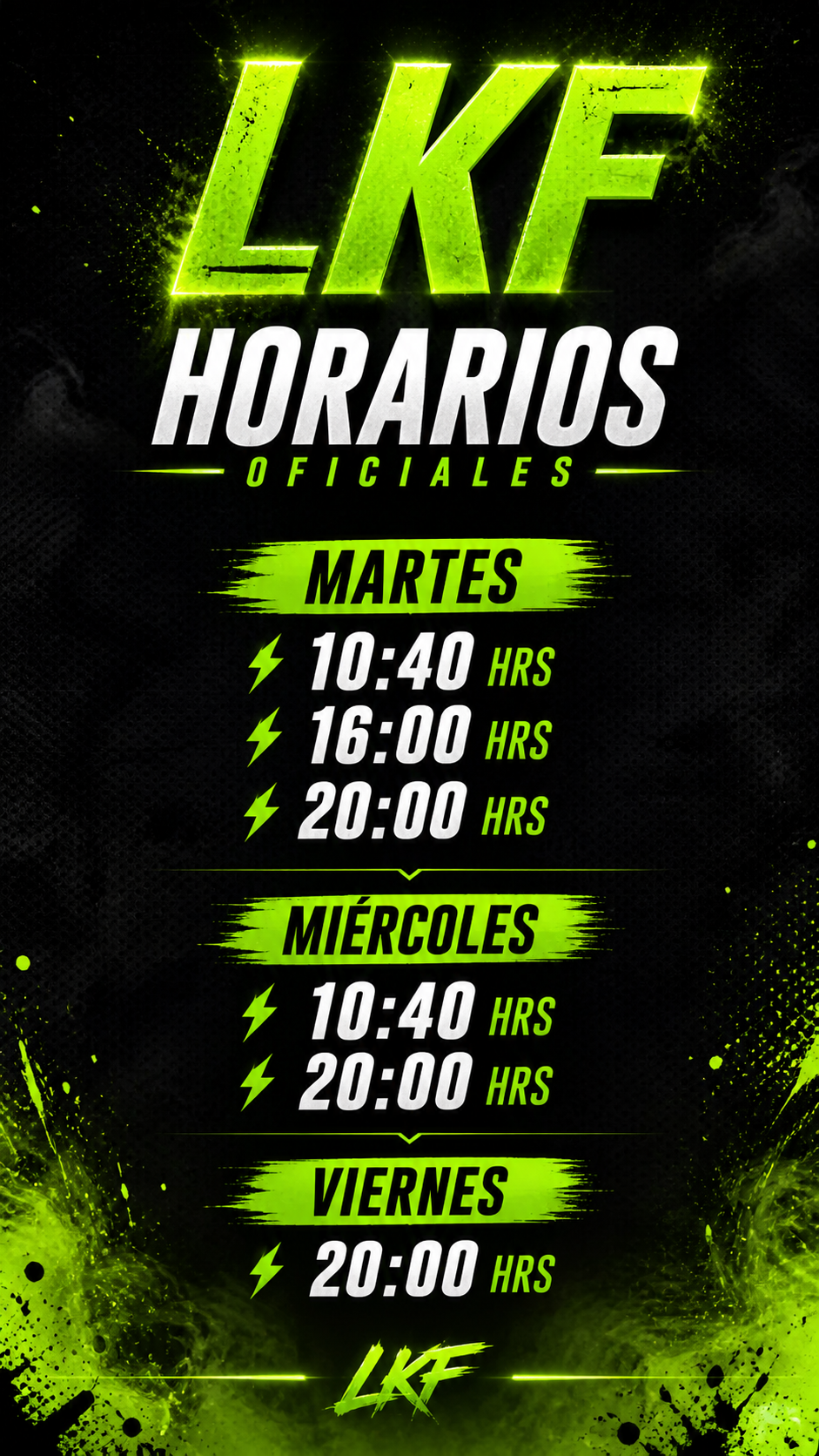 Horarios oficiales LKF